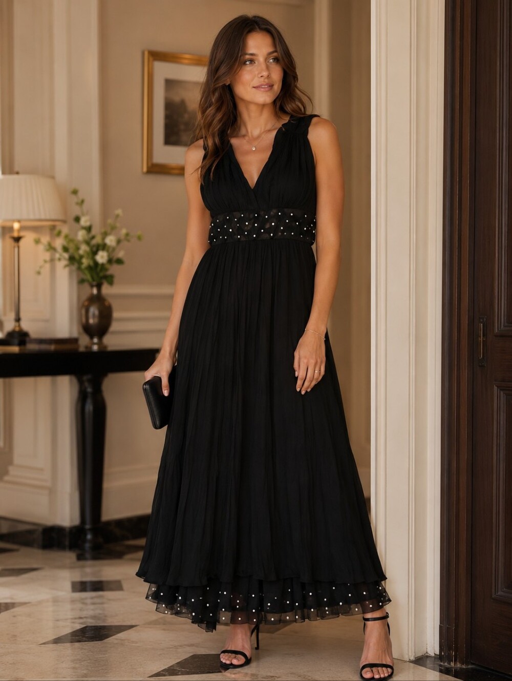 Never worn Rhinestone embellished dress